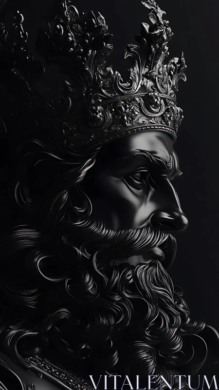 Regal black king bust rendered in hyper-detailed profile.