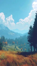 Wild mountain meadow exhales color into a cloud-bright sky