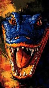 Chromatic alligator head in high-contrast digital render.