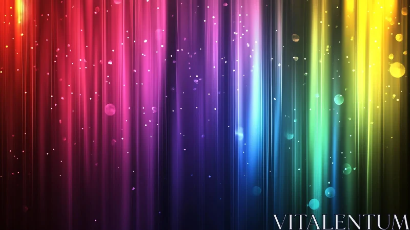 Vibrant abstract rainbow light streaks with glowing bokeh effect.