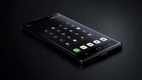 HTC smartphone black display with app grid interface