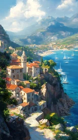 Coastal Monastery Overlooks Mediterranean Bay