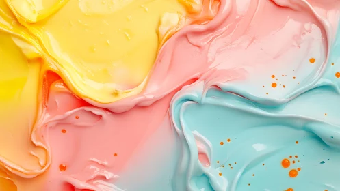 Viscous tricolor pigment interface under macro optical scrutiny.