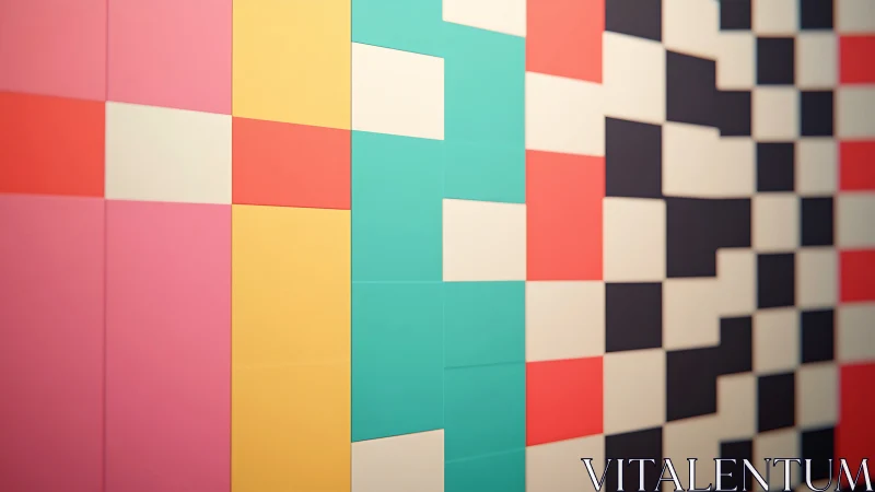Playful geometric color blocks in a cheerful wall pattern.