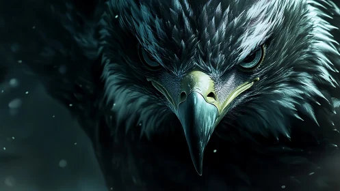 Majestic Eagle Close-Up in Dramatic Digital Art Style.