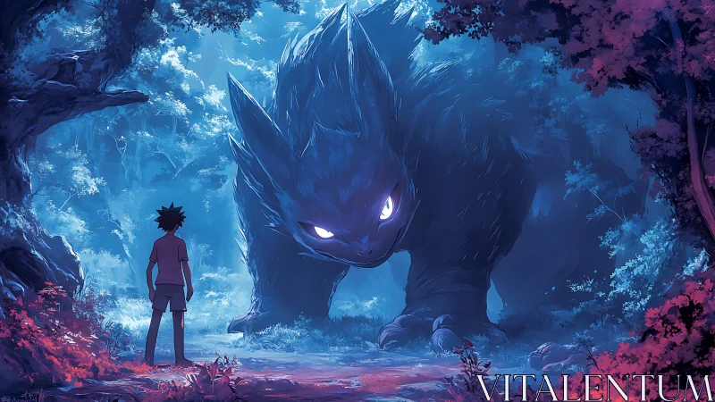 Nocturnal forest encounter renders luminous-eyed beast