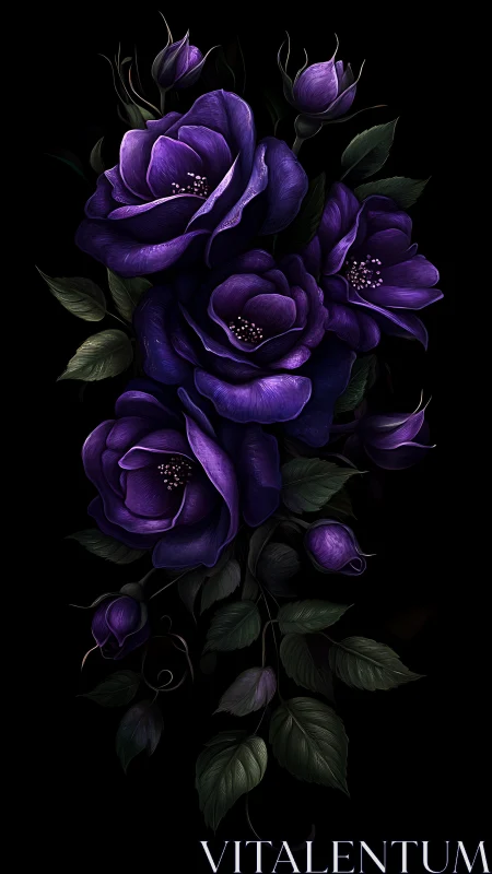 Deep Purple Blooms: A Moody Floral Masterpiece