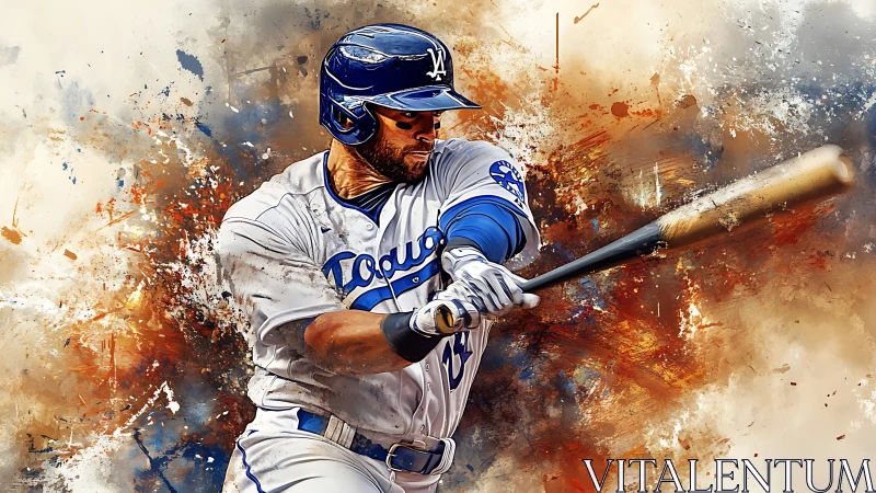 Slugger in paintstorm swings through blazing color pulse.