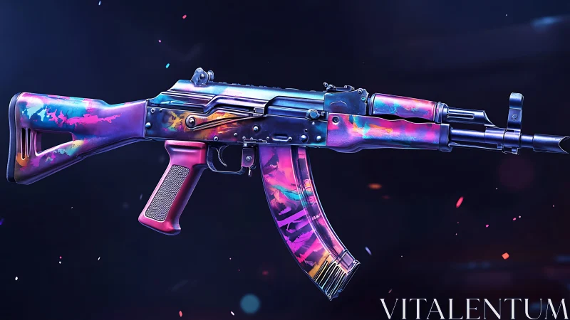 Neon-Rendered Assault Rifle with Holographic Gradient Finish.