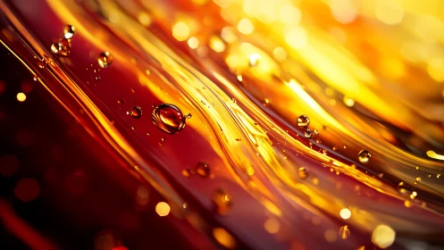 Macro study of golden viscous liquid with suspended droplets