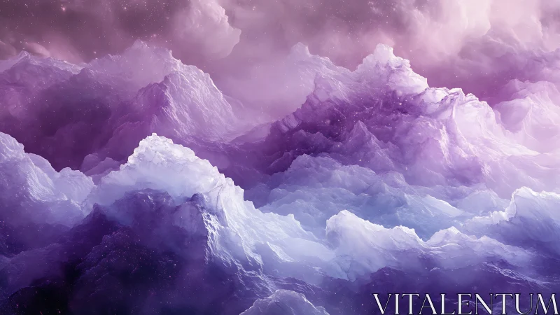 Lavender nebula peaks rise like frozen cosmic surf