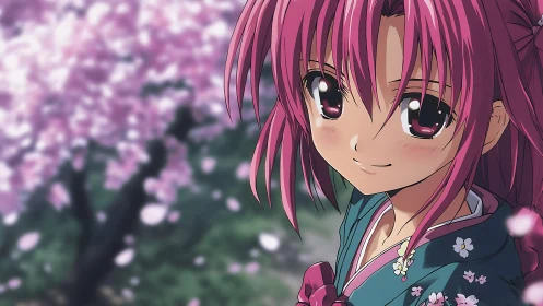 Blossom-kissed anime girl beneath drifting sakura petals.