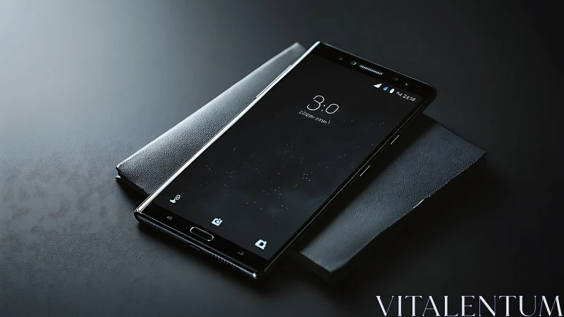 Midnight Elegance: Sleek Smartphone with Premium Leather Companion.