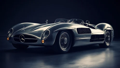 Silver roadster whispers midnight speed in sculpted chrome