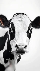 Holstein cow portrait shows frontal close-up on white background