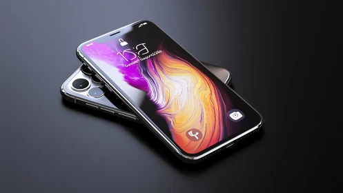 Dual Smartphone Display: Holographic UI Gradient Rendering.