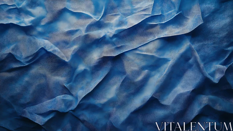 Undulating blue fabric surface with fine linear texture detail.