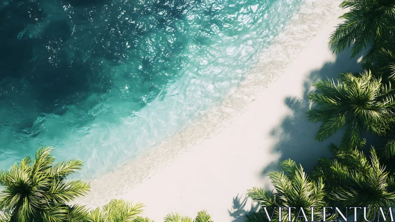 Aerial View: Tropical Beach with Turquoise Waters.