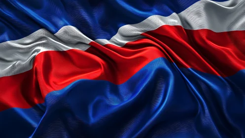 Rippling Costa Rica flag waves in bold red, white, and blue