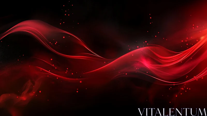 Crimson light ribbons flow gently across a dark sky