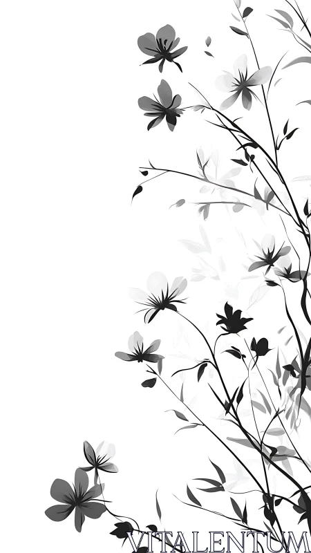 Delicate Blooms Dancing Through Soft, Serene Space.