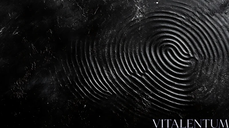 Macro ridge topology of isolated fingerprint spiral on black field.