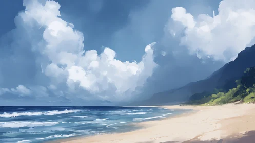 Expansive coastal sky study rendered in luminous digital brushwork