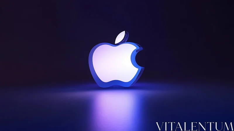 Glowing apple logo floating in a calm, futuristic glow.