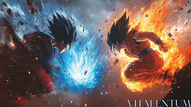 Dual-energy anime warriors collide in explosive elemental clash