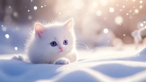 Winter's Softest Dream: A Kitten in Snow Magic.
