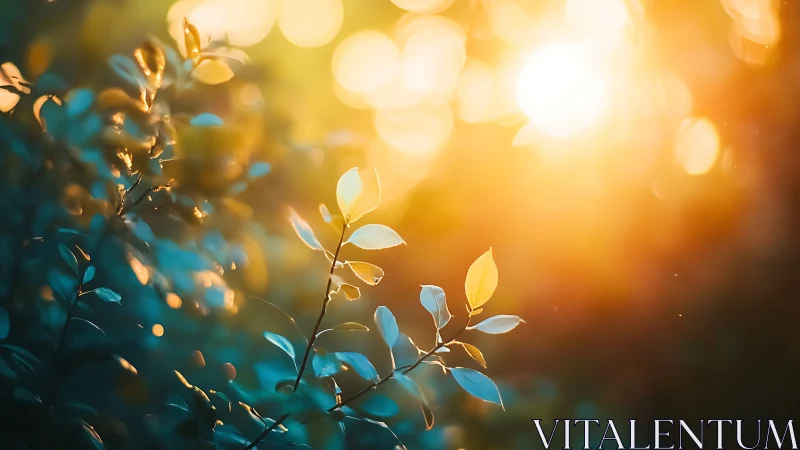 Sunlit Leaves in Soft Focus, Warm Bokeh Nature Photography.