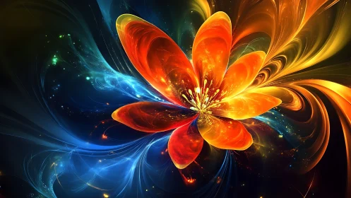 Luminous fractal flower unfurls amid swirling cosmic light