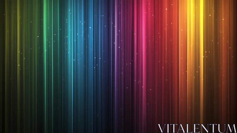 Vibrant abstract vertical rainbow light streaks digital art.