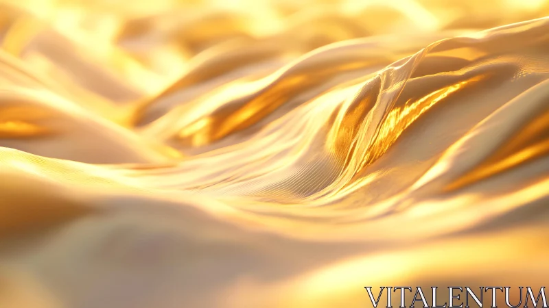 Golden silk fabric waves in soft abstract macro style.