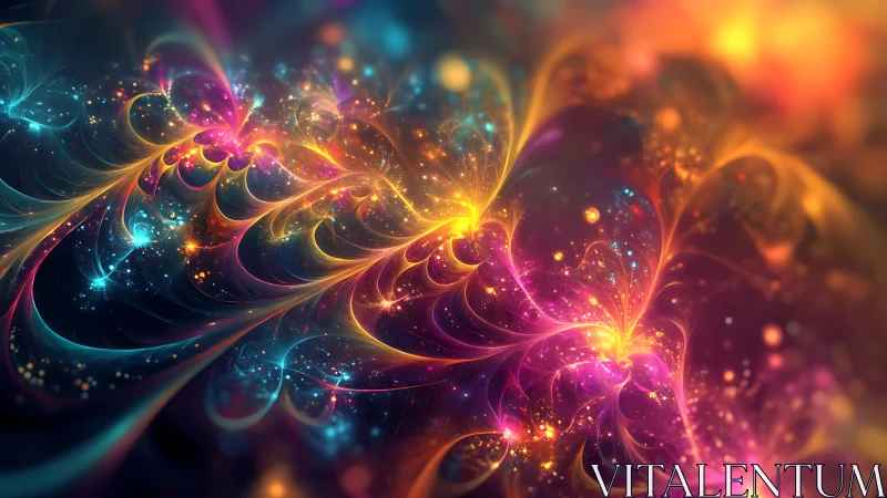 Swirling stardust blooms in a luminous cosmic garden.