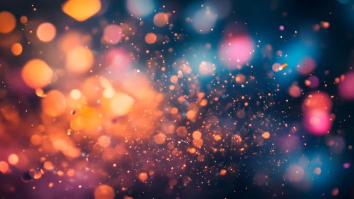 Vibrant Abstract Bokeh Lights in Warm and Cool Tones, Digital Art.