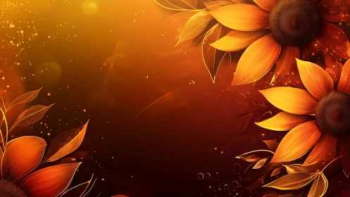 Golden Sunflowers Glow in Warm Autumn Light