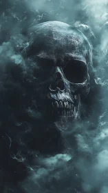 Skull of stormborn shadows rising from spectral mist.