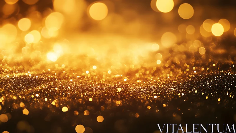 Glowing Gold Glitter Abstract Background with Bokeh Lights.