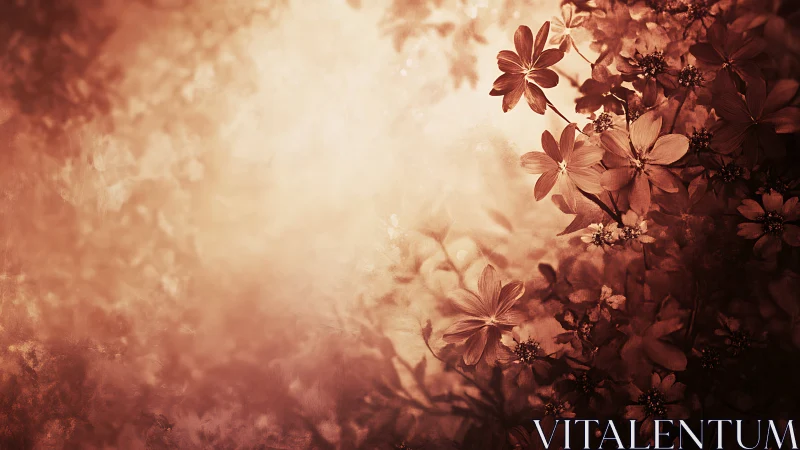 Sepia-toned floral vignette frames luminous central void