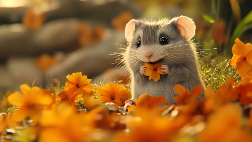 Tiny meadow gourmand savors a sunlit petal between blooms
