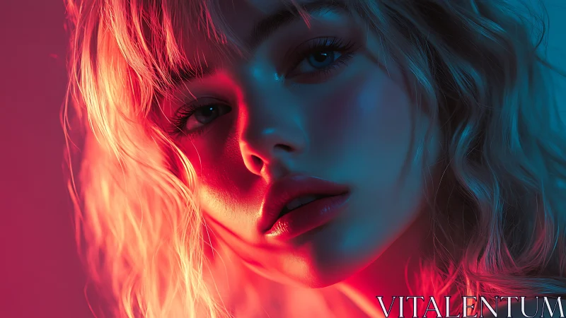 Neon portrait highlights cinematic dual color lighting