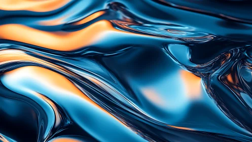 Gentle blue and gold liquid waves in soothing motion.