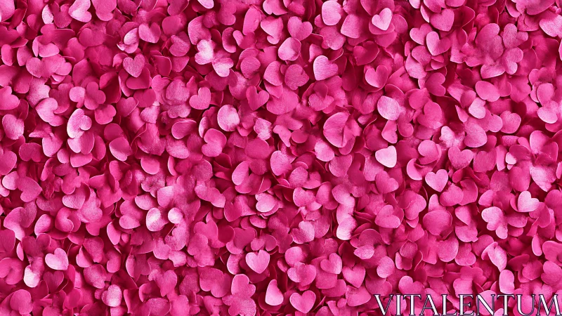 Shimmering pink heart petals creating a joyful backdrop.