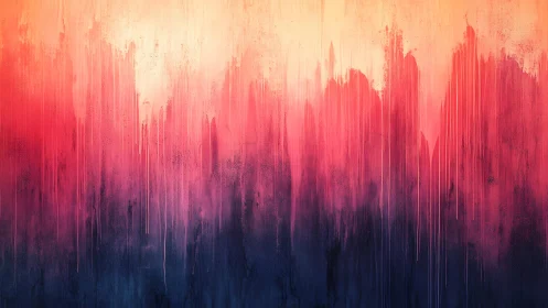 Abstract gradient painting with vibrant drips and sunset tones.