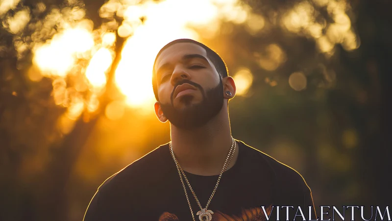 Backlit portrait with shallow depth and radiant bokeh glow.
