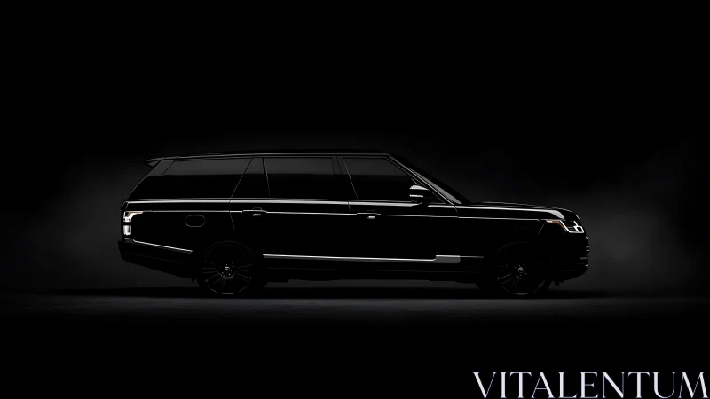 Midnight SUV silhouette slices clean lines through velvet dark