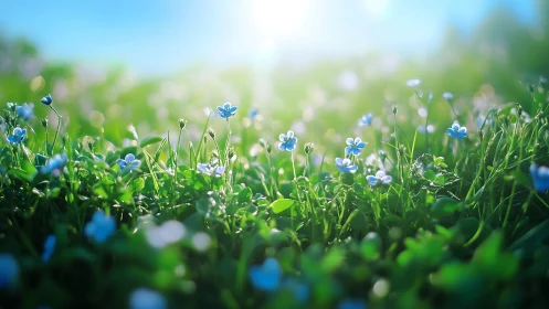 Shallow-Focus Macro Field Study of Blue Floral Specimens in Selective Depth Photography