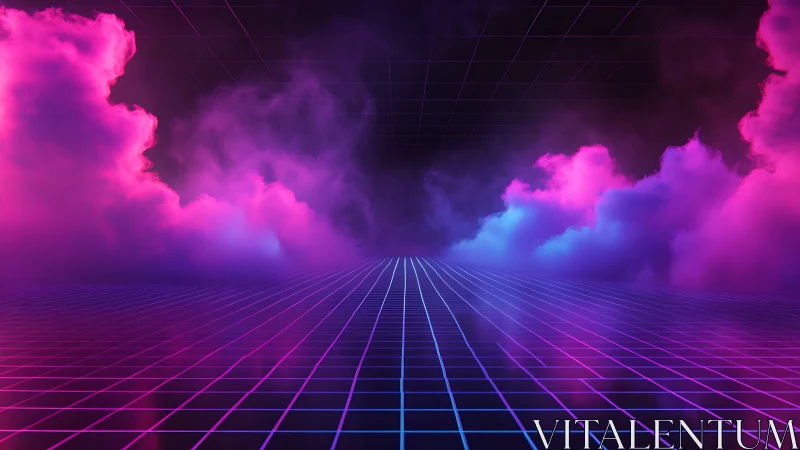 Neon fog horizon over endless retro gridway dreaming.