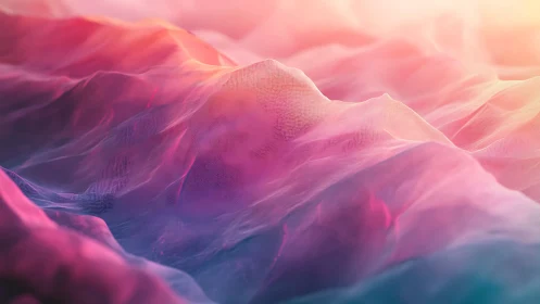 Abstract gradient terrain with soft mesh-like surfaces.